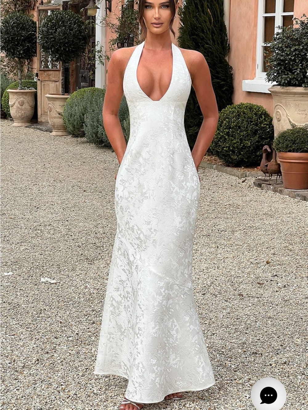 Ivory Halter babyboo Josephine maxi Dress with Floral Lace Detail
